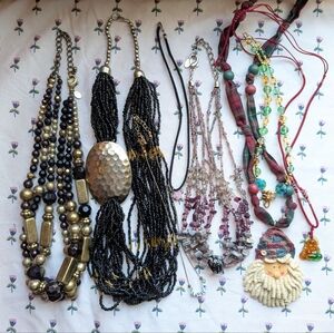 Whimsical silver gold and multicolored necklaces bundle